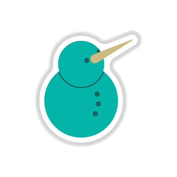 Ilustrasi Vektor Dalam Gaya Stiker Kertas Snowman - Stok Vektor