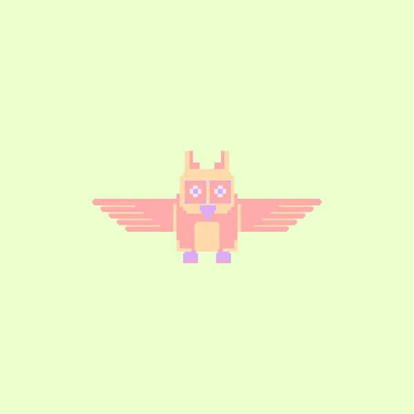 Cute owl in simple pixel art style