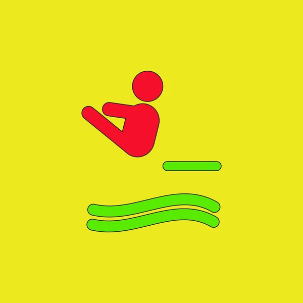 Taucher Schwimmer Trampolin Springboard Sportsman Game Icon Set Tauchschwimmbecken Taucher — Stockvektor