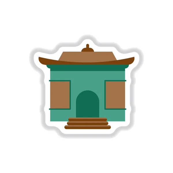 Векторні Ілюстрації Паперу Наклейку Стиль Китайський Будинок Відпочинку — стоковий вектор