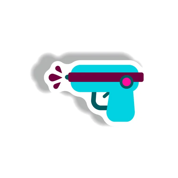 Icône Élégante Pistolet Eau Papier Style Autocollant — Image vectorielle