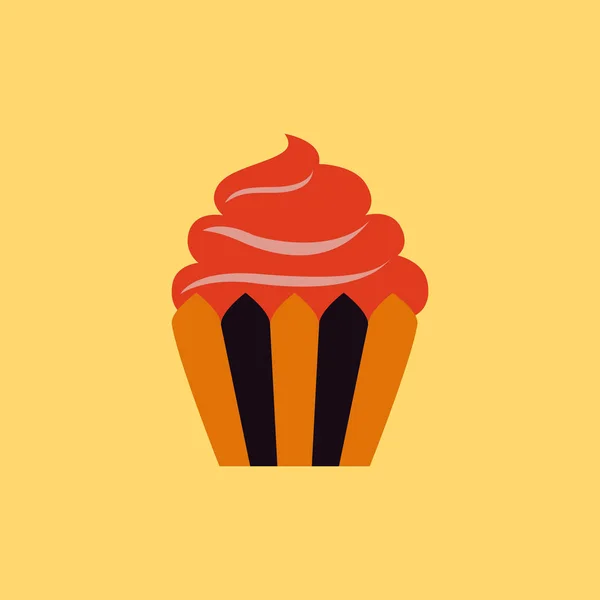Desert Cremos Cupcake Stil Simplu Plat — Vector de stoc