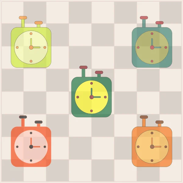 Uppsättning Chess Clock Stoppur Timer Papper Klistermärke Stil — Stock vektor