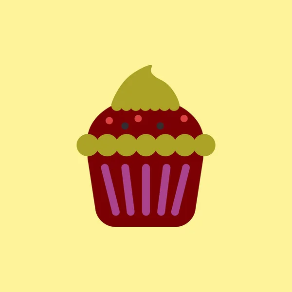 Dessert Cupcake Dans Style Plat Simple — Image vectorielle