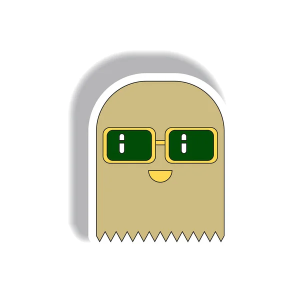Flat Design Halloween Ghost Sticker Icon — Stock Vector