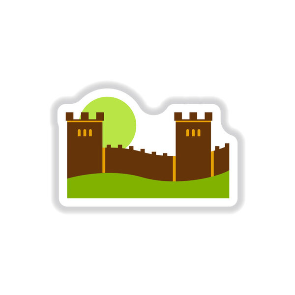 Vector illustration in paper sticker style Great wall of china