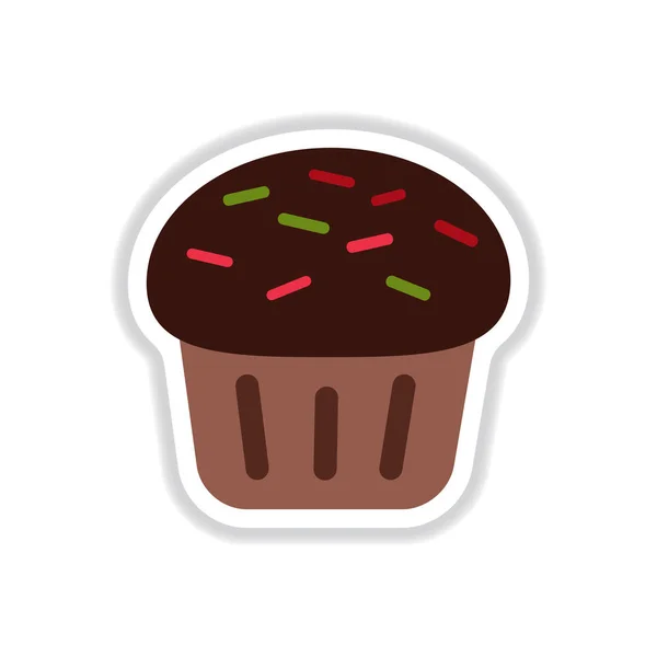 Dolce Cupcake Semplice Stile Piatto — Vettoriale Stock