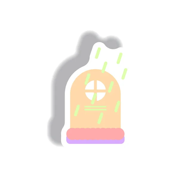 Paper Sticker Halloween Icon Grave Monument Rain — Stock Vector