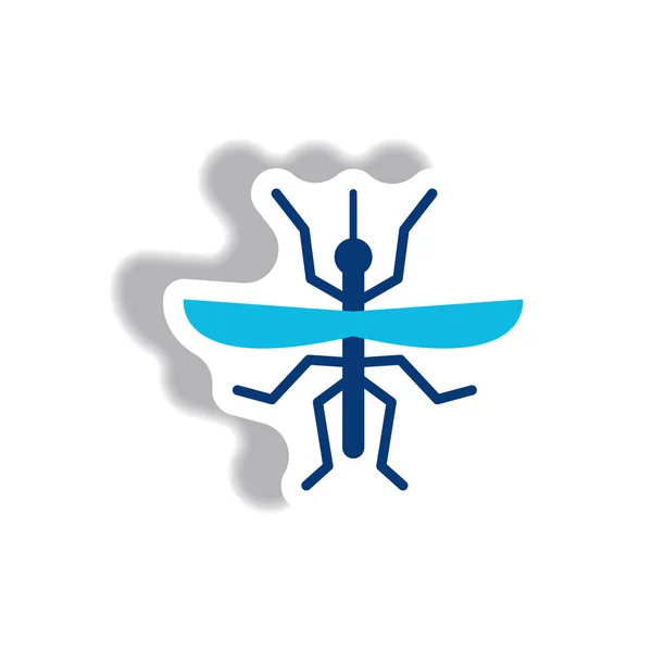 Stílusos Ikonos Papír Matrica Stílusú Repülés Beetle — Stock Vector