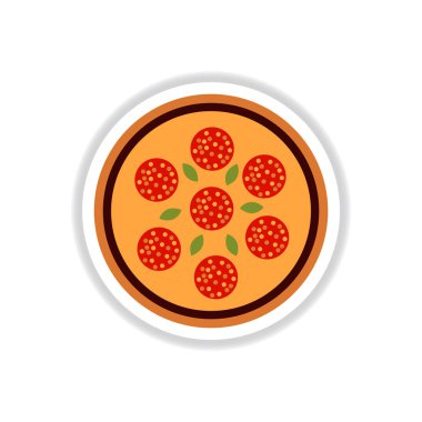 Pizza salam çıkartması beyaz arka plan üzerinde izole