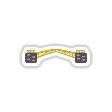 Vektör çizim kağıt etiket stili metal bridge uygulamasında