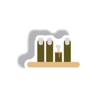 Vektör çizim kağıt etiket Cadılar Bayramı simgesi el kesme parmak ile