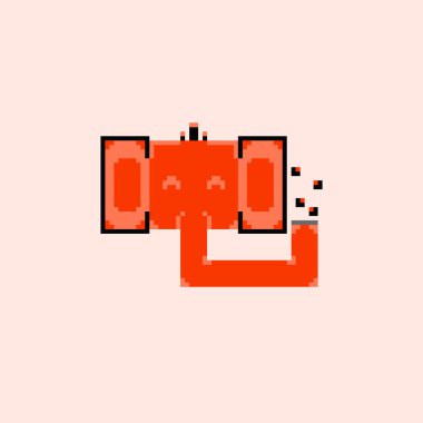 Basit piksel sanat tarzı kafasından sevimli fil