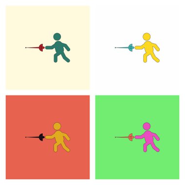 oyuncu simgeleri renk arka plan üzerinde eskrim kümesi