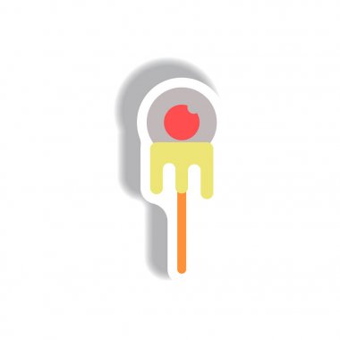 Kağıt etiket Cadılar Bayramı simgesi, çubuk üzerinde kanlı göz küresi