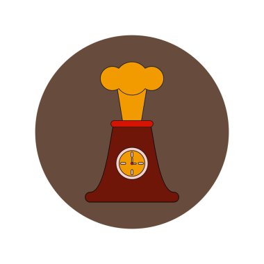 Volkanın patlama ve saat düz tasarım vektör çizim