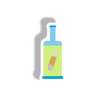 Kağıt etiket Cadılar Bayramı simgesi, parmak ile şişe