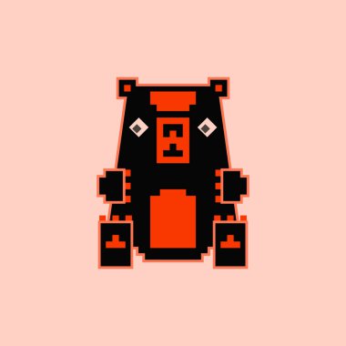 Sevimli ayı oyuncak basit piksel sanat tarzı