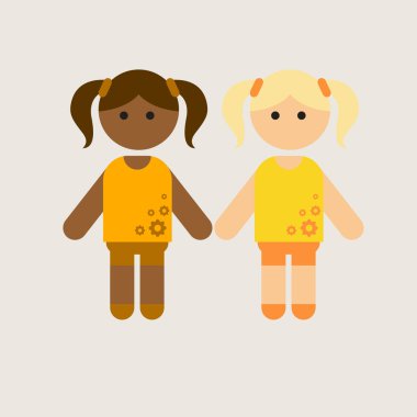 açık bej renkli iki küçük kız