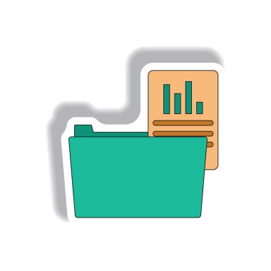 rapor istatistik dosya ve klasör vektör çizim kağıt etiket tarzı ile klasör