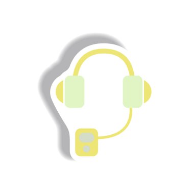 Vektör çizim kağıt etiket stili kulaklık