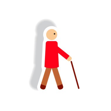 adam sopa ile kağıt etiket tarzı şık simge