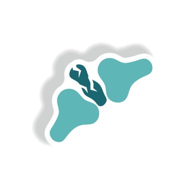 kemik kırığı olan kağıt etiket tarzda şık simge