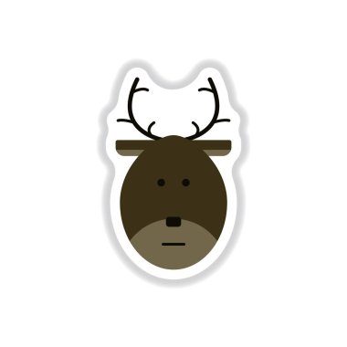 Vektör çizim kağıt etiket tarzı Noel geyiği