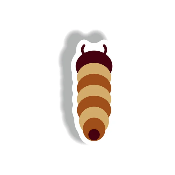 Stylish Icon Paper Sticker Style Caterpillar — Stock Vector