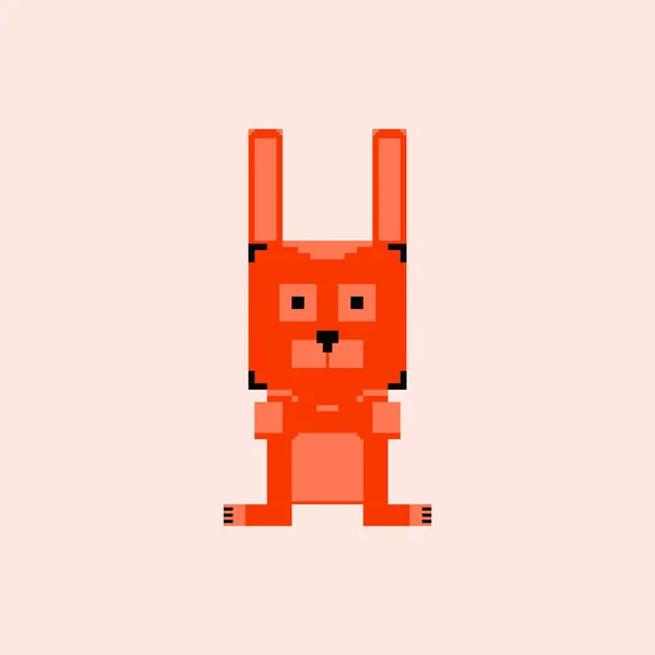 Cute Bunny Simple 8Bit Pixel Art Style — Stock Vector