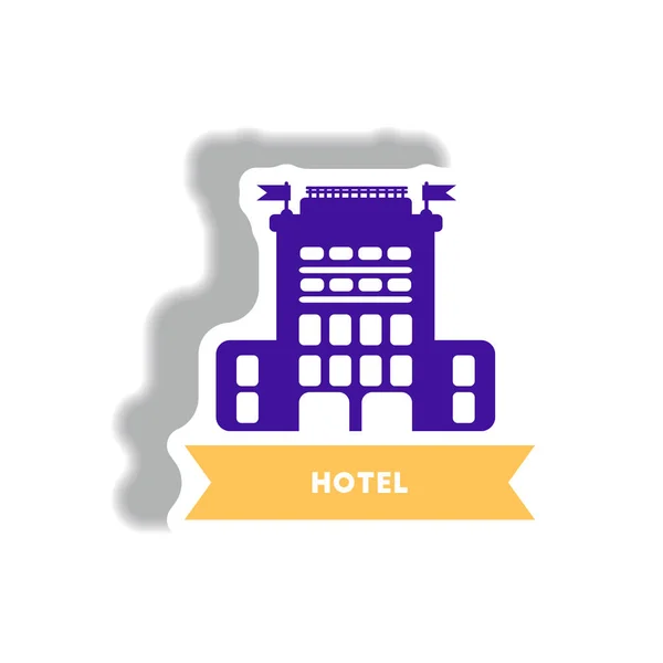 Stylish Icon Paper Sticker Style Hotel — Stock Vector