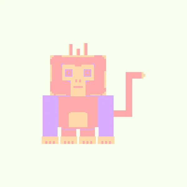 Gorille Mignon Dans Style Pixel Art Simple — Image vectorielle