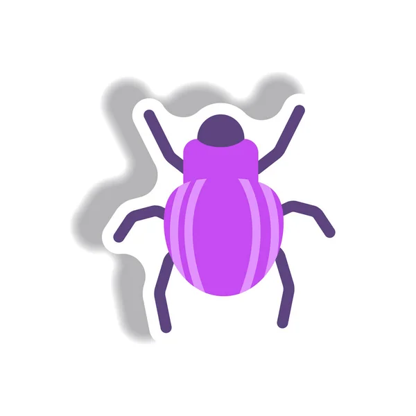 Böceği Ile Kağıt Etiket Tarzda Şık Simge — Stok Vektör