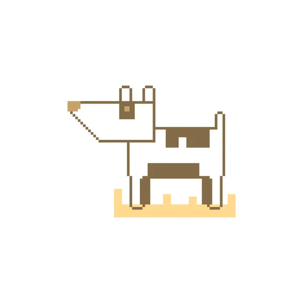Lindo Perro Estilo Arte Píxel Simple — Vector de stock