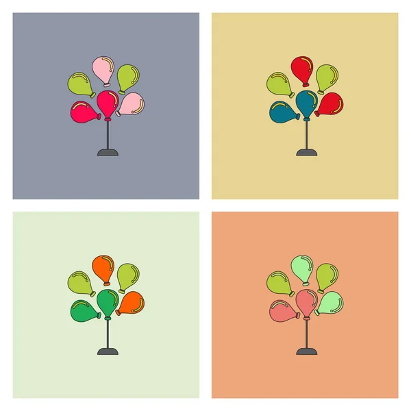 Colorful balloons icon collection in squares