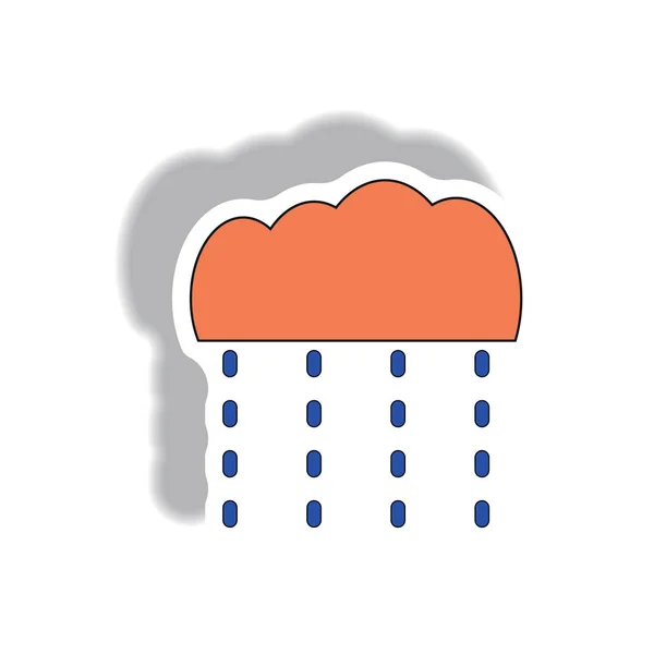 Rain Icon Trendy Sticker Style — Stock Vector