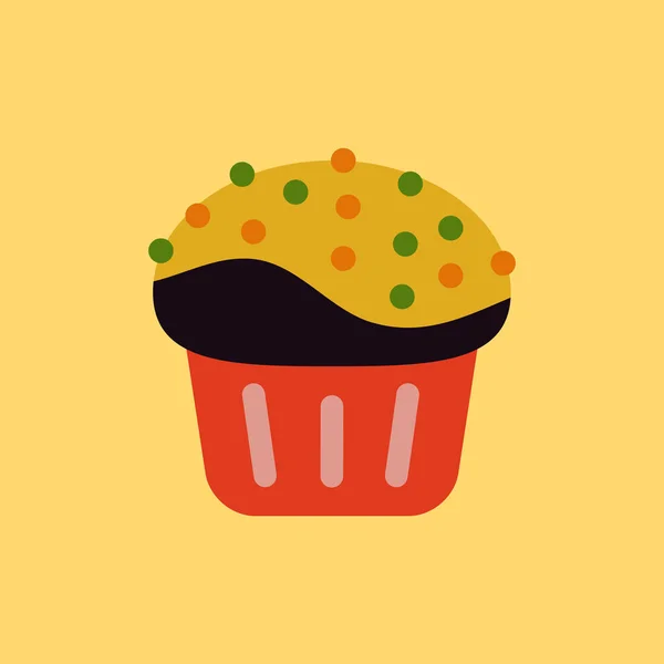 Dolce Cupcake Semplice Stile Piatto — Vettoriale Stock