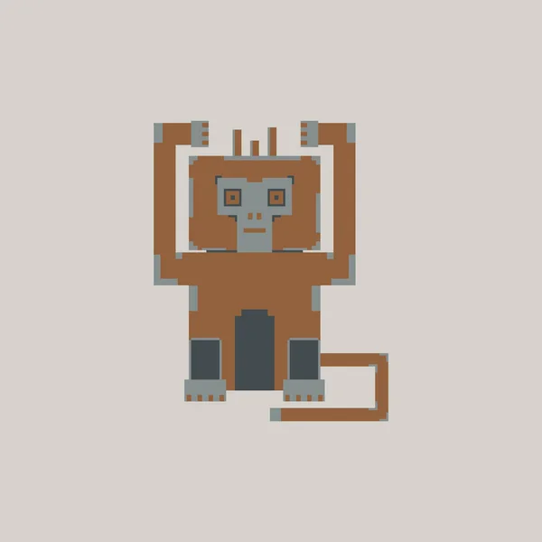 Scimmia Carina Stile Pixel Art Semplice — Vettoriale Stock