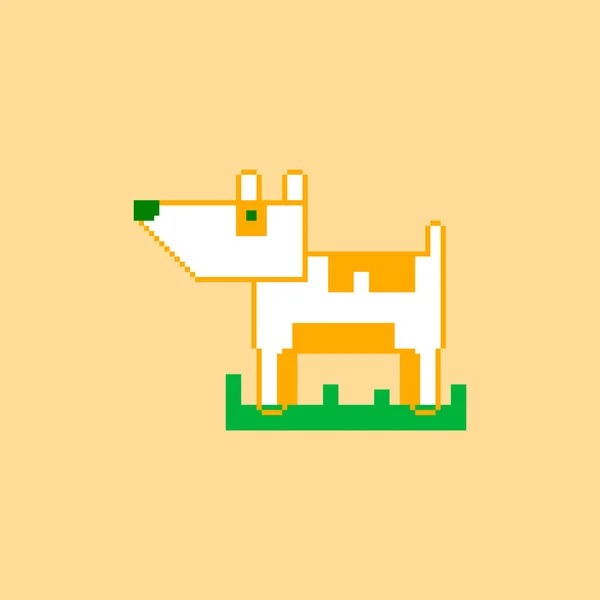 Cute Dog Simple Pixel Art Style — Stock Vector