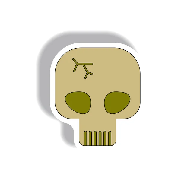 Conception Plate Icône Halloween Autocollant Crâne — Image vectorielle
