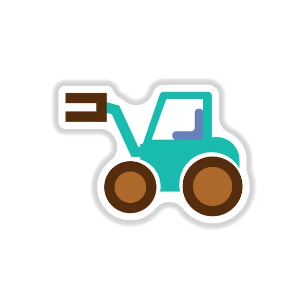 Vector Illustration Paper Sticker Style Tractor — Stock Vector