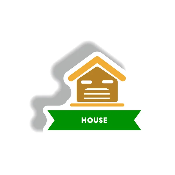 Stylish Icon Paper Sticker Style House — Stock Vector