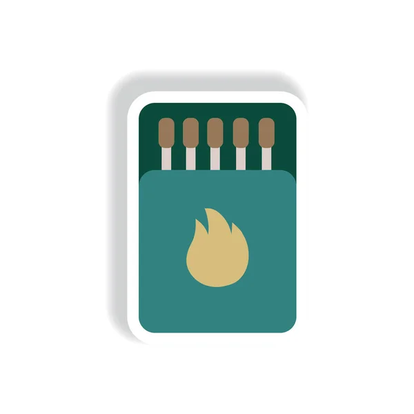 Matchbox Matches Stylish Icon Paper Sticker Style — Stock Vector