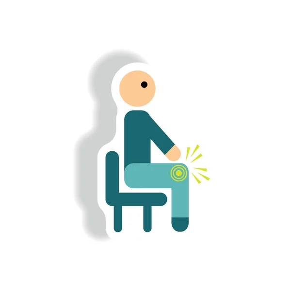 stylish icon in paper sticker style with human knee pain