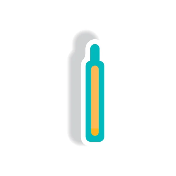 Medical Thermometer Icon Paper Sticker Style — Stock Vector