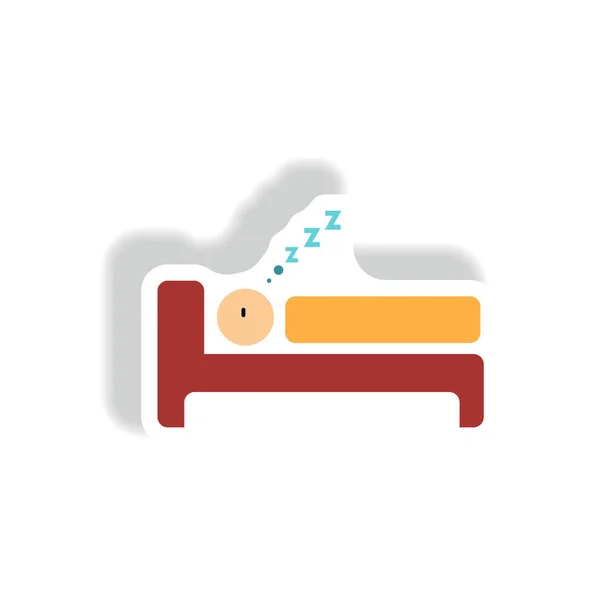 Man Sleeping Stylish Icon Paper Sticker Style — Stock Vector