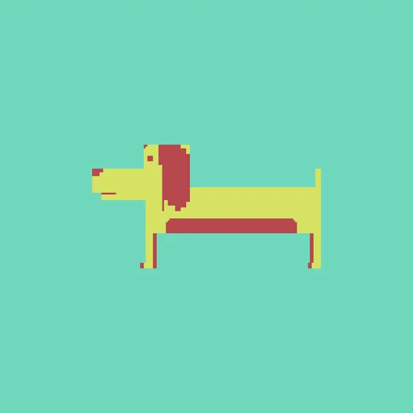 可爱的小狗在简单的像素艺术风格 — 图库矢量图片