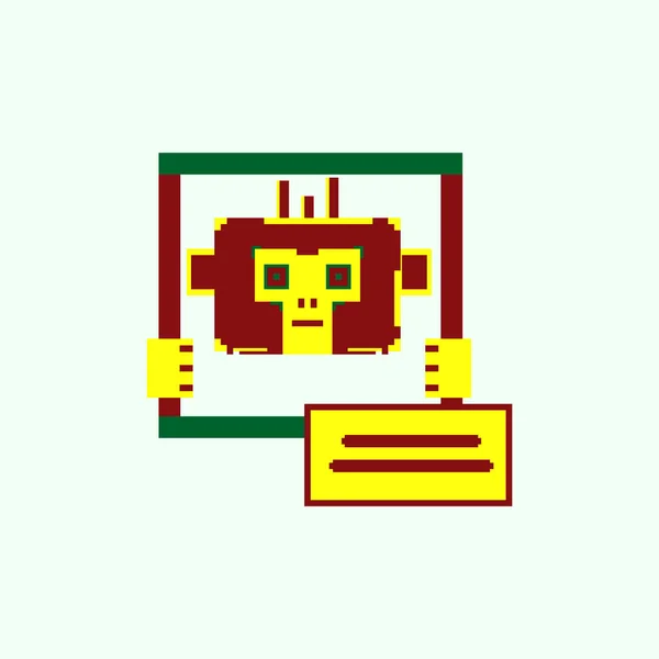 Roztomilý Opice Jednoduché Pixel Umění Stylu — Stockový vektor