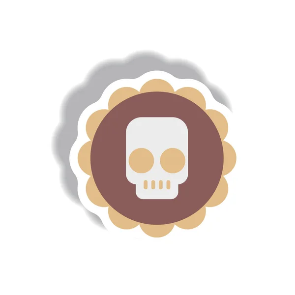 Paper Sticker Halloween Icon Coaster Skull — Stock Vector