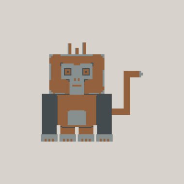 Basit piksel sanat tarzı şirin goril